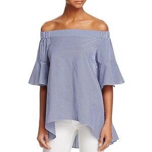 Bloomingdale’s-Lucy Paris ‘Greta’ gingham off the shoulder top - sz M 6 8